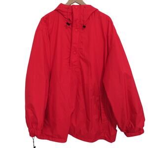 L.L. Bean Mens Sz XXL Red Vintage Nylon Hooded Anorak Pullover Jacket